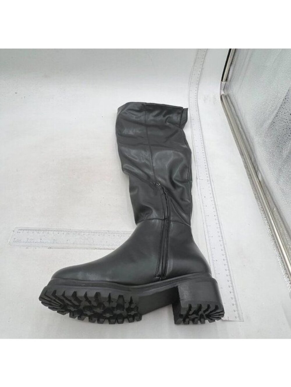 Women's Over The Knee Boots Lug Sole Round Toe Thigh High Chunky Block Heels